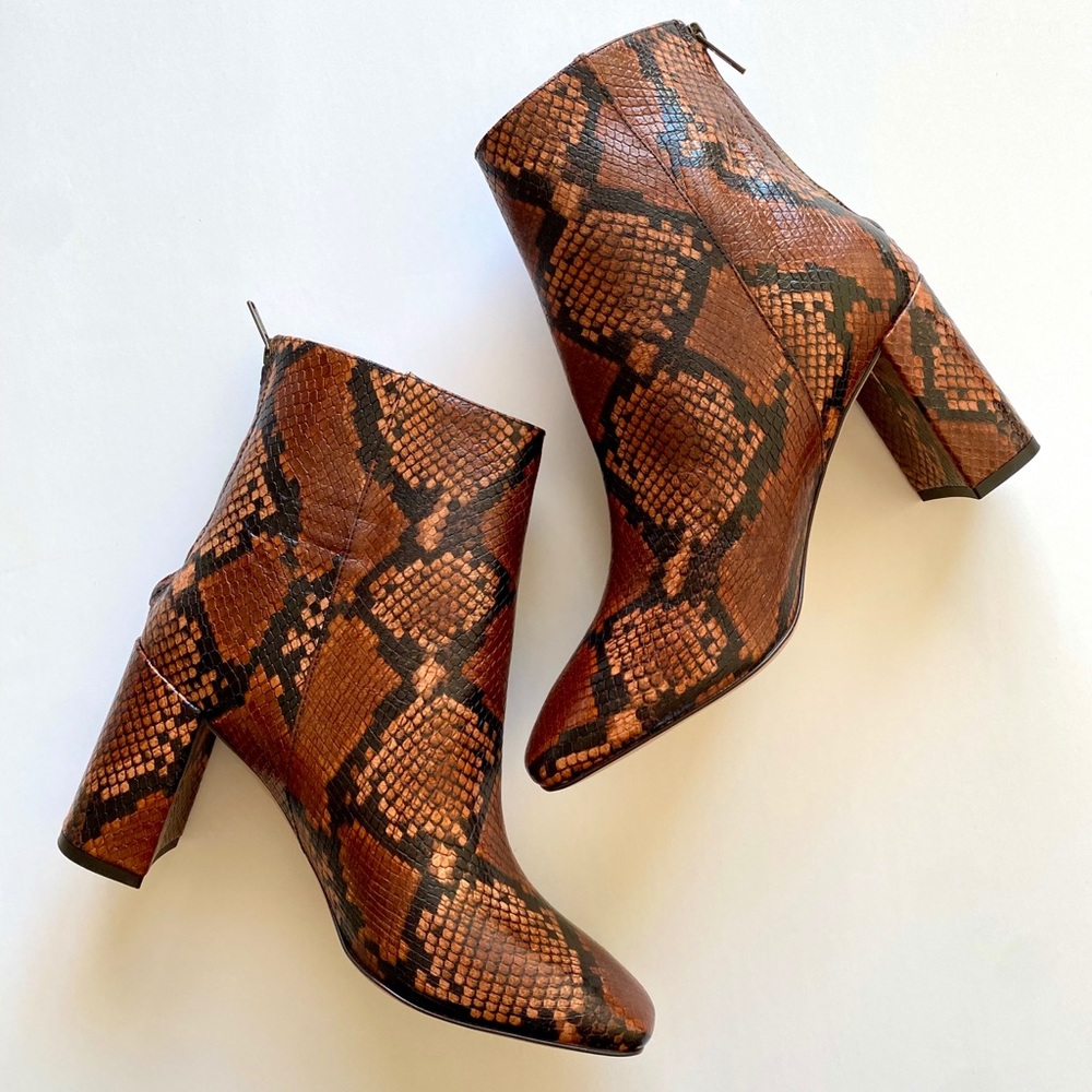 J. Crew Snake Block Heel Boot Cinnamon Snake NWT